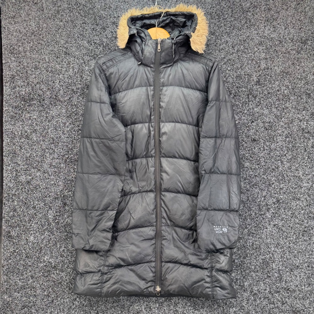 Mountain Hardwear Womens Black Down Puffer Parka Faux Fur Hood RN 89674 Size M